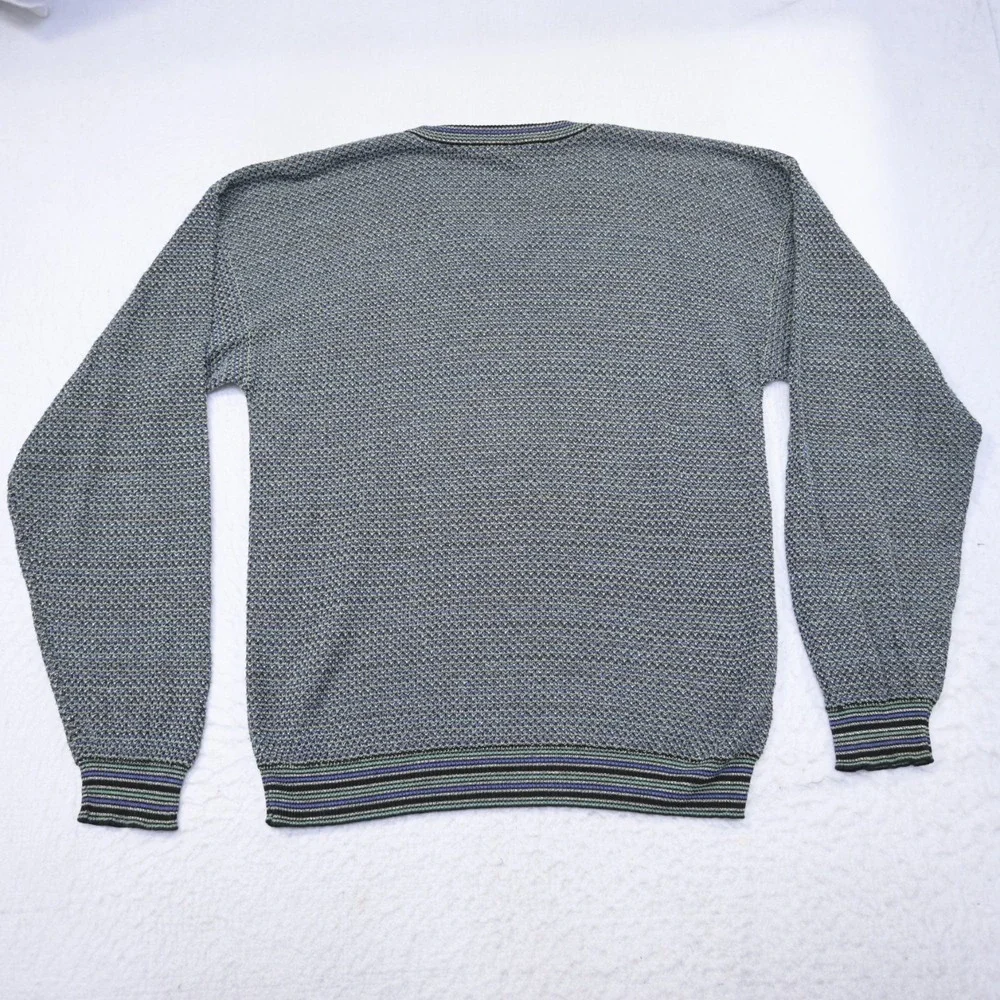 VTG Tricots St Raphael Knitted V Neck Sweater Rayon Nylon USA MADE Mens Large